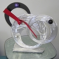 tabletop sculpture in brushed aluminum