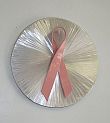 cancer ribbon art piece in aluminum and cancer ribbon design