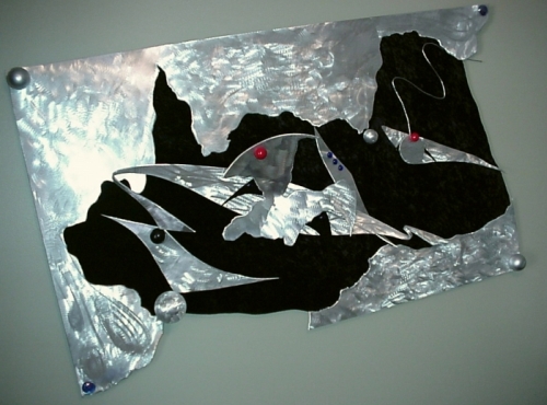 aluminum wall sculpture, abstract contemporary wall sculpture