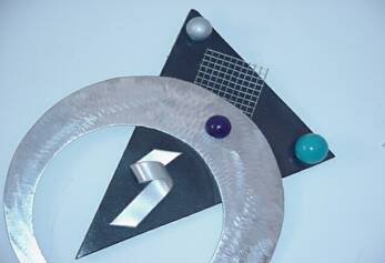 art,brushed aluminum and mixed media art