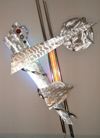 Art,Neon sculptures in brushed alumiunum by artist,Tony Viscardi