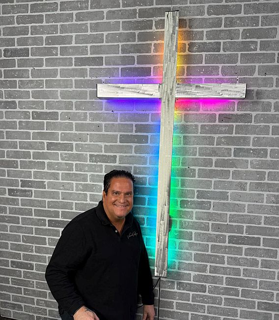 Multi color changing large cross for church