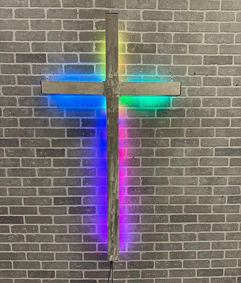 Multi color changing large cross for church