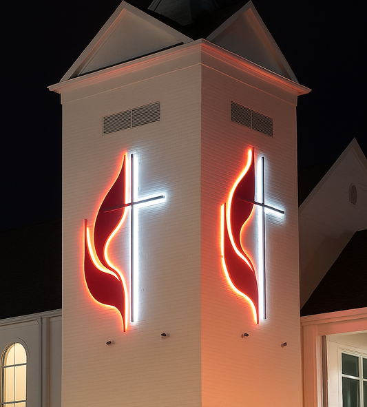 UMC cross and flame design in brushed aluminum