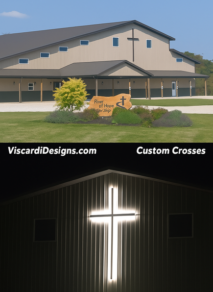 Brushed aluminum church cross with modern lines  Sleek aluminum cross with polished finish