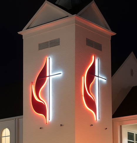 UMC cross and flame design in brushed aluminum