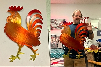 Chicken and cock art cnc cut
