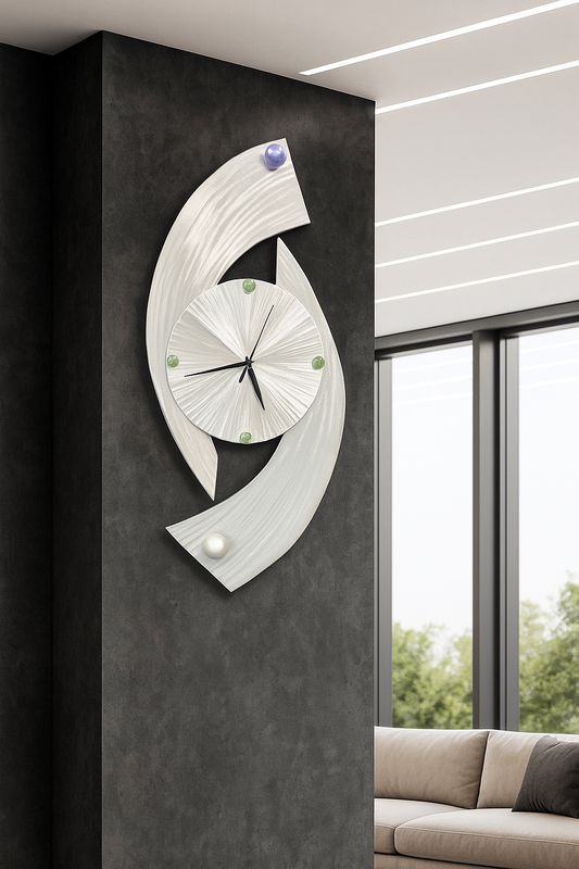 contemporary clock in brushed aluminum abstract clock 